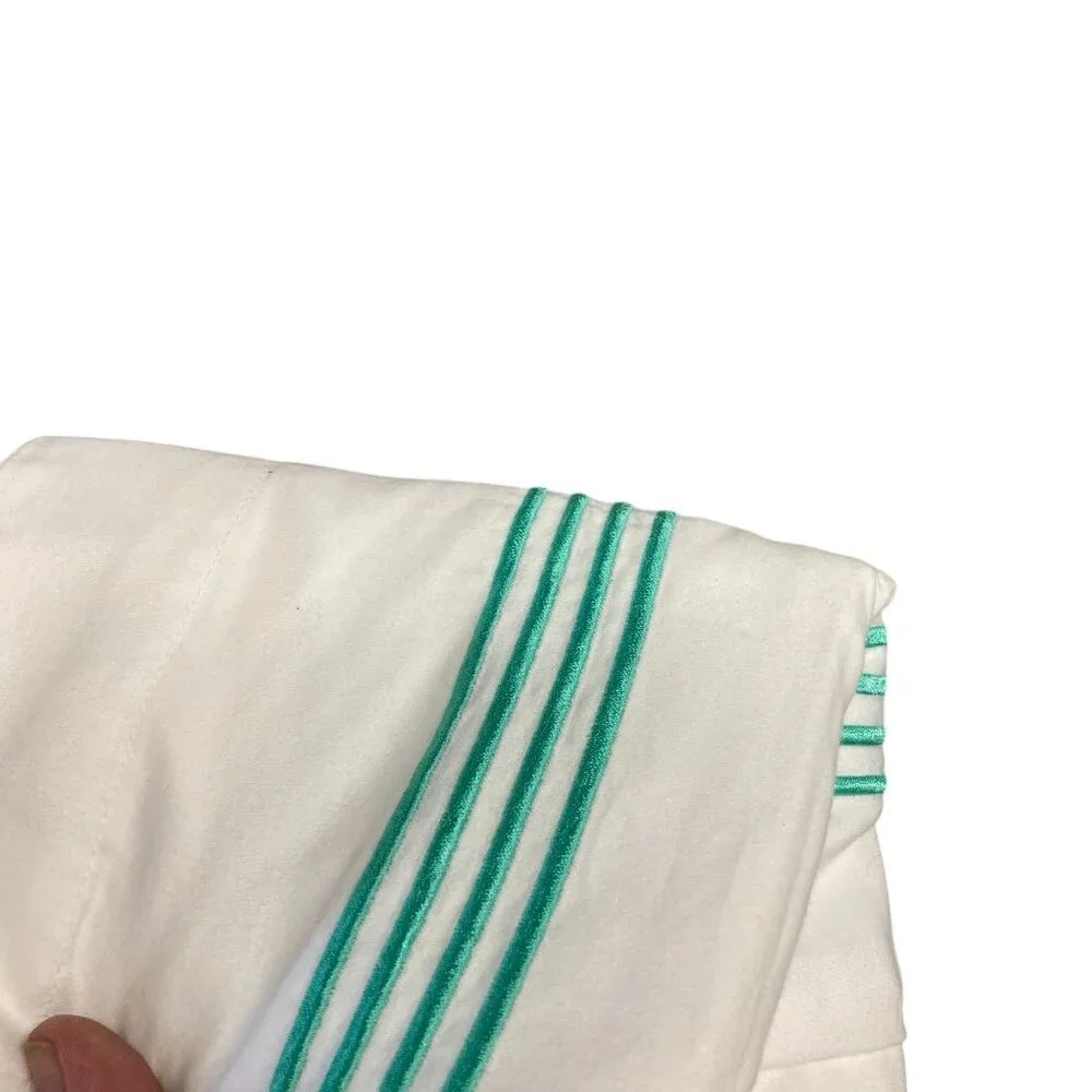 Duvet Cover TWIN XL Set With Button Closure White & Green Polyester 89 X 81